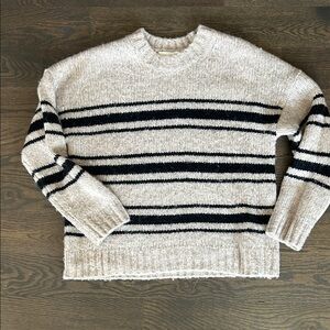 ba&sh Striped Crewneck Sweater in Cream and Black